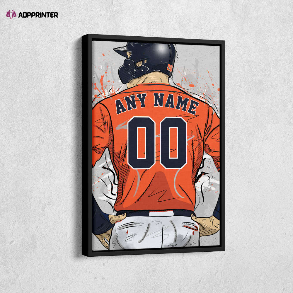 Houston Astros Jersey MLB Personalized Jersey Custom Name and Number Canvas Wall Art Home Decor Framed Poster Man Cave Gift
