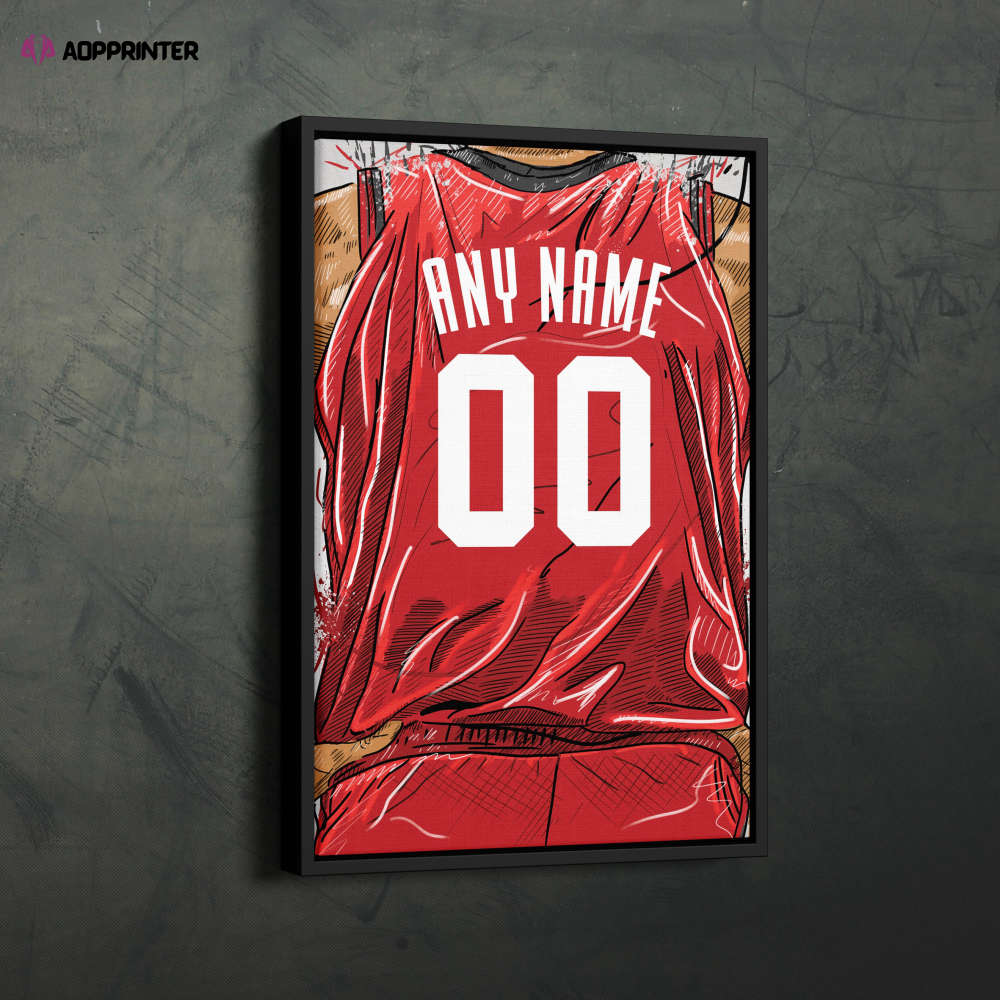 Houston Rockets Jersey Personalized Jersey NBA Custom Name and Number Canvas Wall Art Home Decor Framed Poster Man Cave Gift