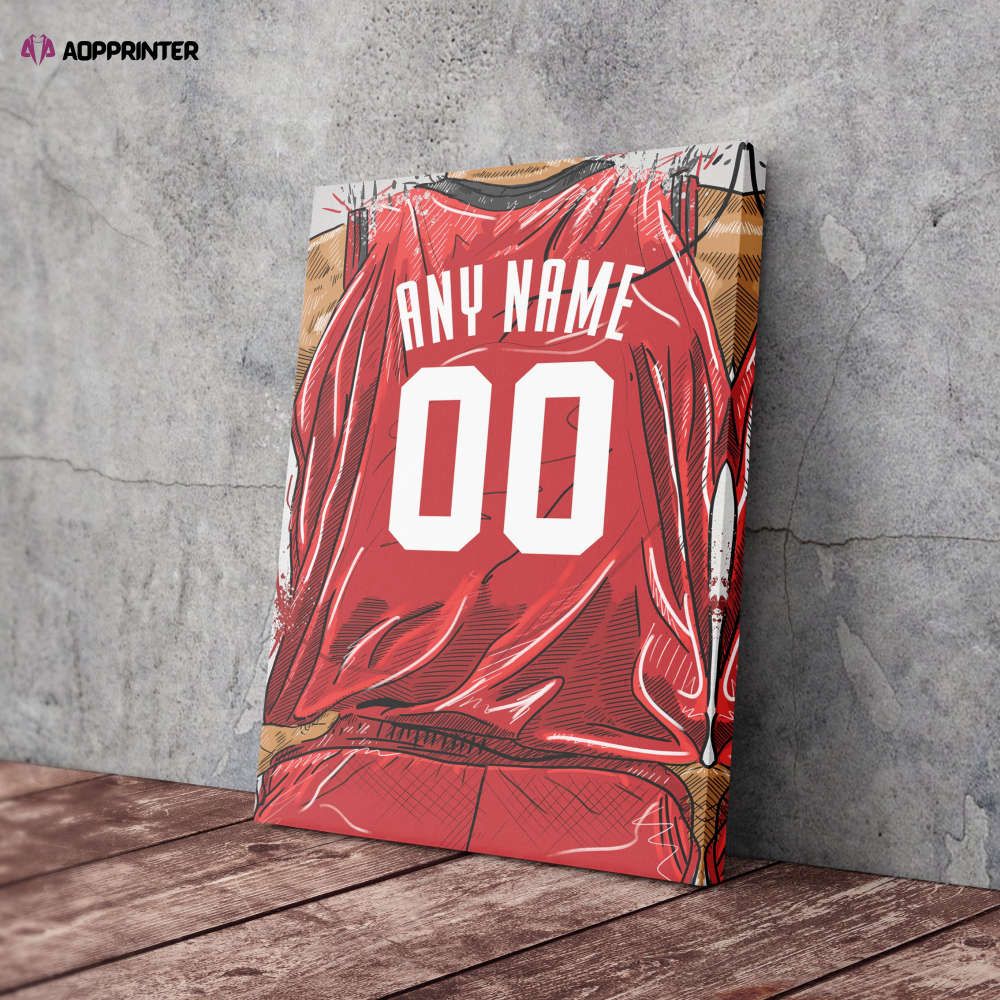 Houston Rockets Jersey Personalized Jersey NBA Custom Name and Number Canvas Wall Art Home Decor Man Cave Gift