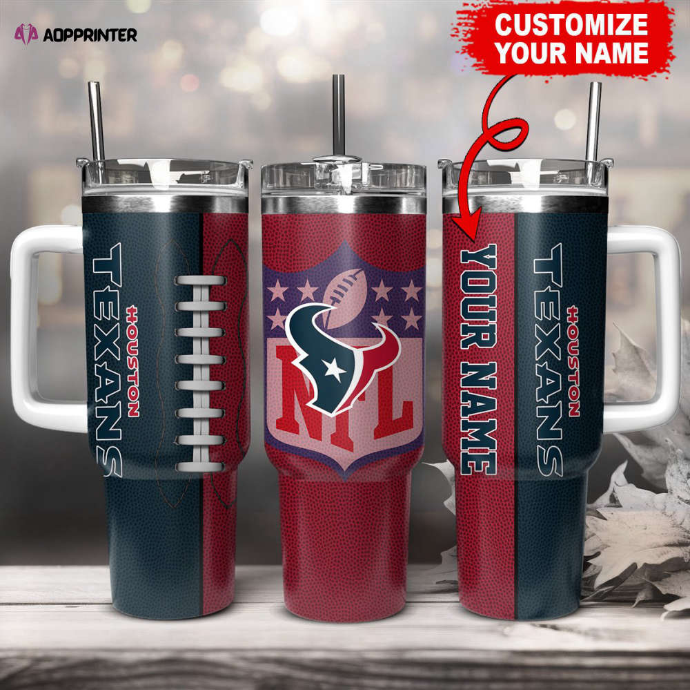 Houston Texans NFL Football Custom Name 40oz Stanley Tumbler Gift for Fans