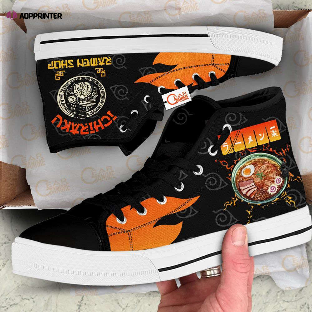 Ichiraku Ramen Flame Style High Top Shoes Custom Naruto Anime For Fans