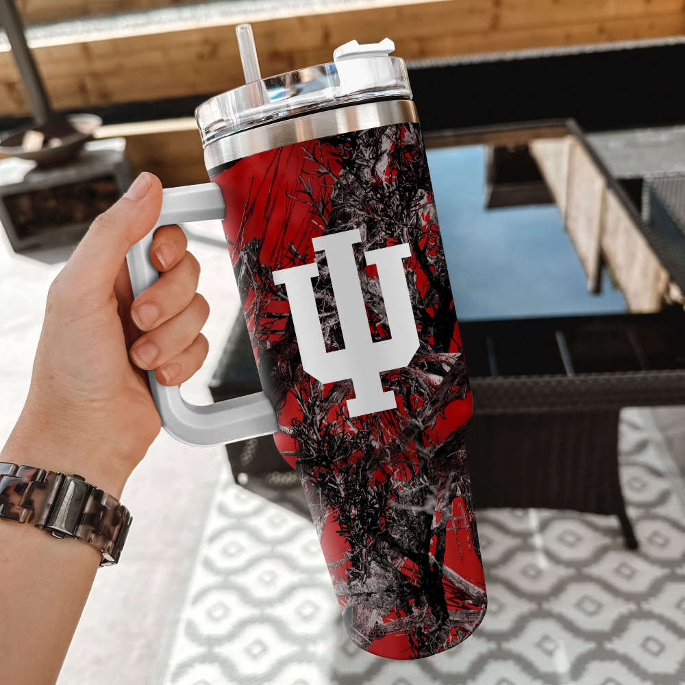 Indiana Hoosiers NCAA Hunting Personalized Stanley Tumbler 40oz Gift for Fans