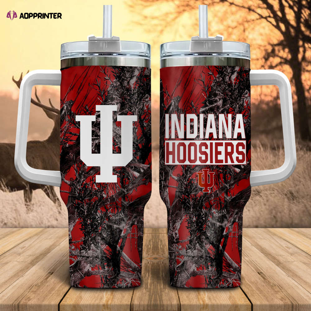 Indiana Hoosiers NCAA Hunting Personalized Stanley Tumbler 40oz Gift for Fans