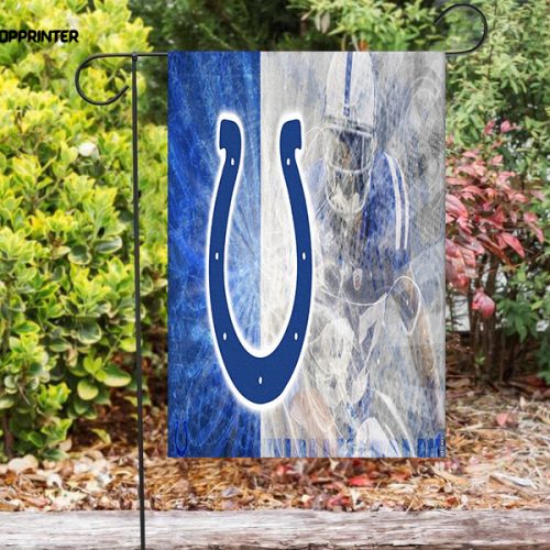 Indianapolis Colts Horseshoe Player White Blue Double Sided Printing   Garden Flag Home Decor Gifts