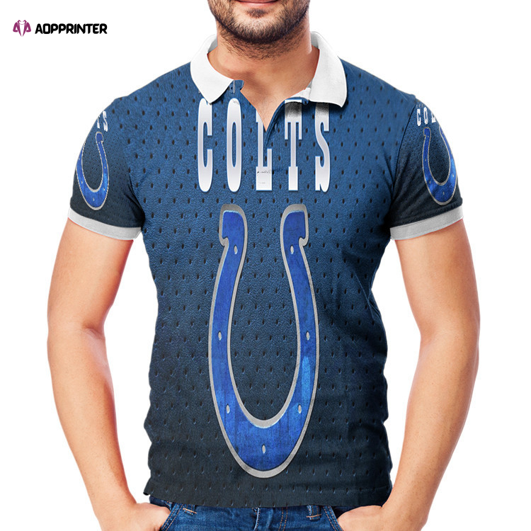 Indianapolis Colts Horseshoe Polka Dot Navy 3D Gift for Fans Polo Shirt