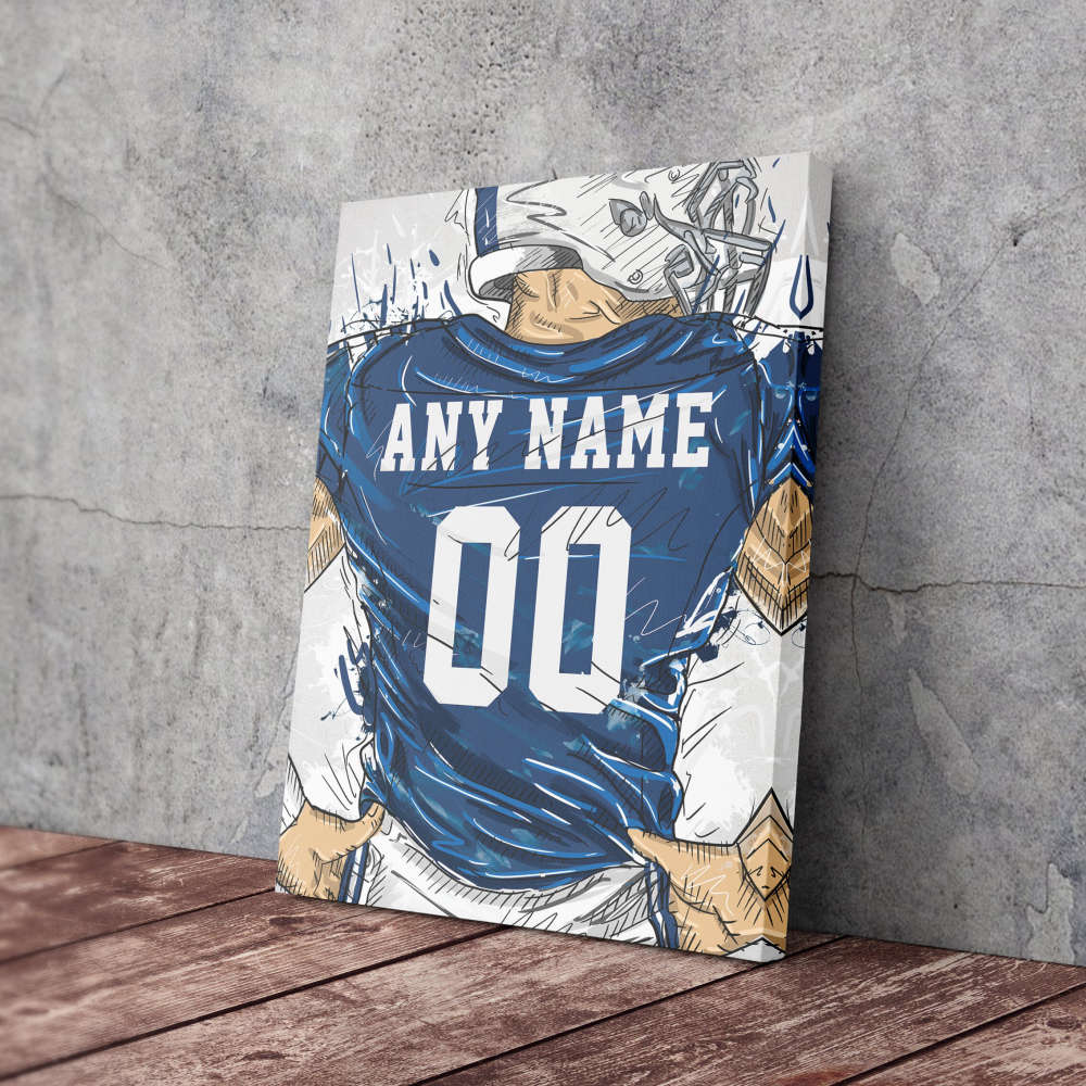 Indianapolis Colts Jersey Personalized Jersey NFL Custom Name and Number Canvas Wall Art Home Decor Framed Poster Man Cave Gift