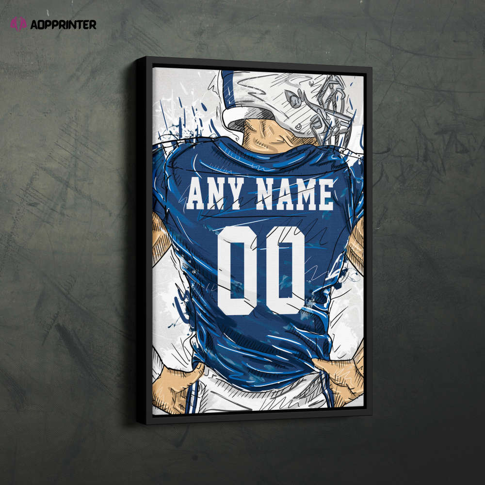 Indianapolis Colts Jersey Personalized Jersey NFL Custom Name and Number Canvas Wall Art Home Decor Framed Poster Man Cave Gift