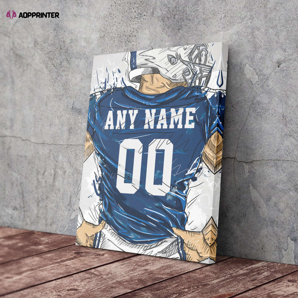 Indianapolis Colts Jersey Personalized Jersey NFL Custom Name and Number Canvas Wall Art Home Decor Man Cave Gift