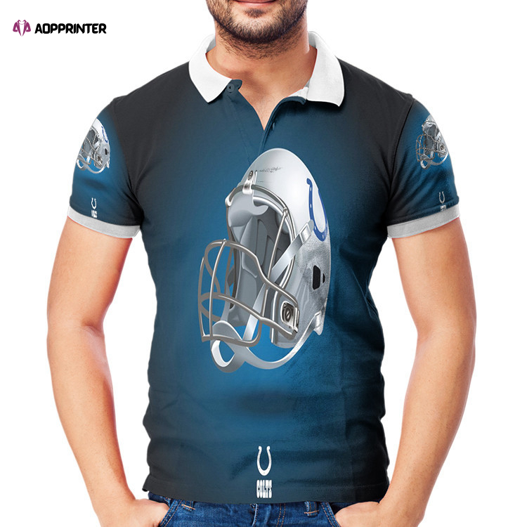 Indianapolis Colts Shining Helmet 3D Gift for Fans Polo Shirt