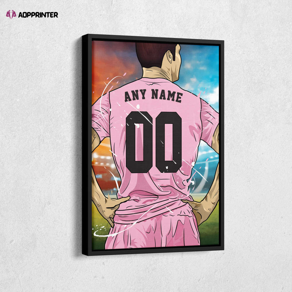 Inter Miami CF Jersey Soccer Personalized Jersey Custom Name and Number Canvas Wall Art Home Decor Framed Poster Man Cave Gift