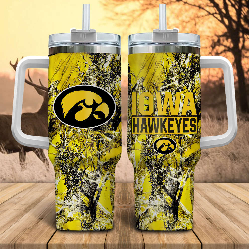 Iowa Hawkeyes NCAA Hunting Personalized Stanley Tumbler 40oz Gift for Fans