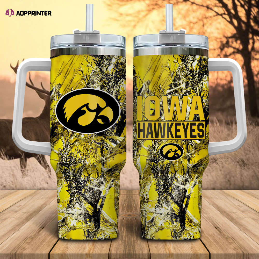 Iowa Hawkeyes NCAA Hunting Personalized Stanley Tumbler 40oz Gift for Fans