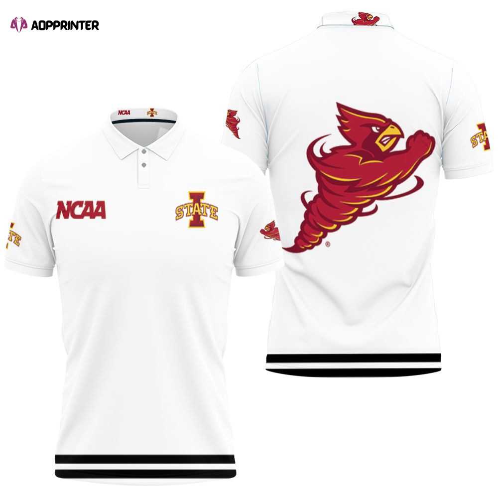 Iowa State Cyclones Classic White With Mascot Logo Gift For Iowa State Cyclones Fans 3D Gift for Fans Polo Shirt