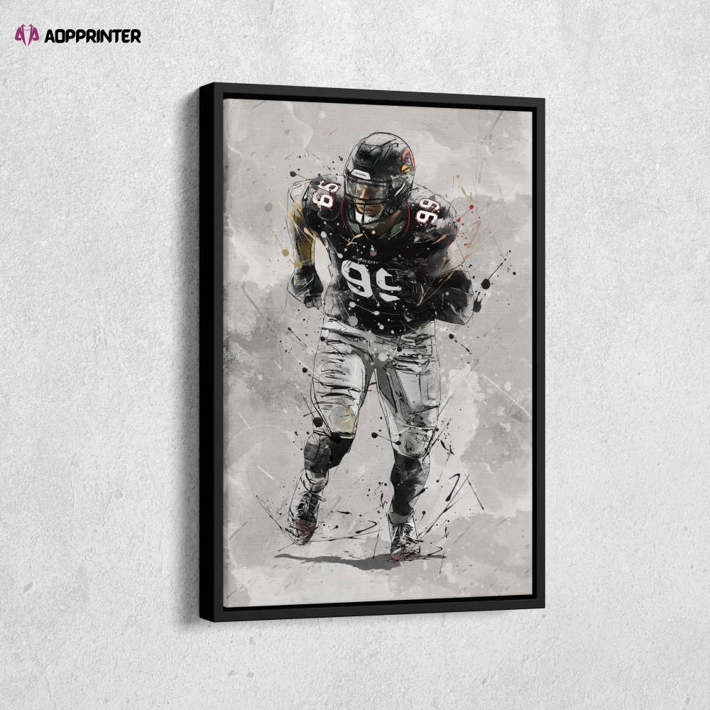 J.J. Watt Poster Arizona Cardinals NFL Canvas Wall Art Home Decor Framed Poster Man Cave Gift