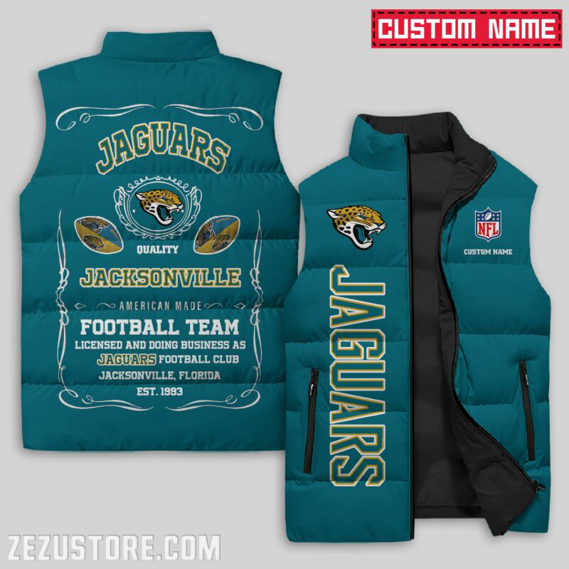 Jacksonville Jaguars NFL Sleeveless Puffer Jacket Custom For Fans Gifts