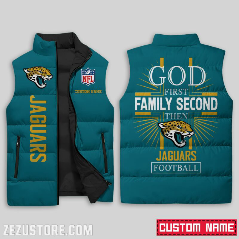 Jacksonville Jaguars NFL Sleeveless Puffer Jacket Custom For Fans Gifts