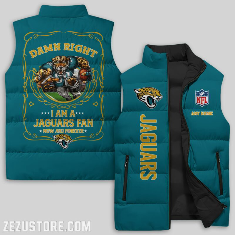 Jacksonville Jaguars NFL Sleeveless Puffer Jacket Custom For Fans Gifts