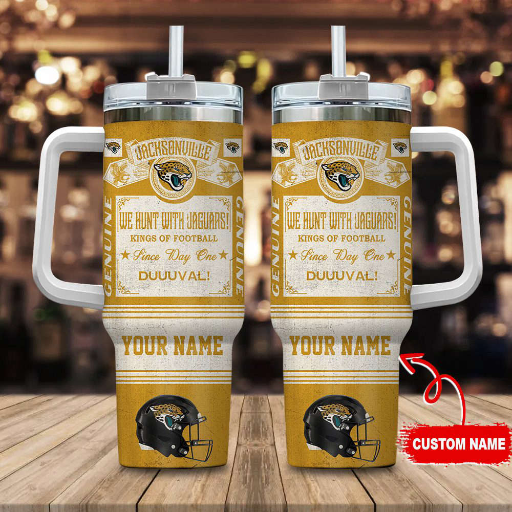 Jacksonville Jaguars NFL Vintage King Of Football Custom Name 40oz Stanley Tumbler Gift for Fans