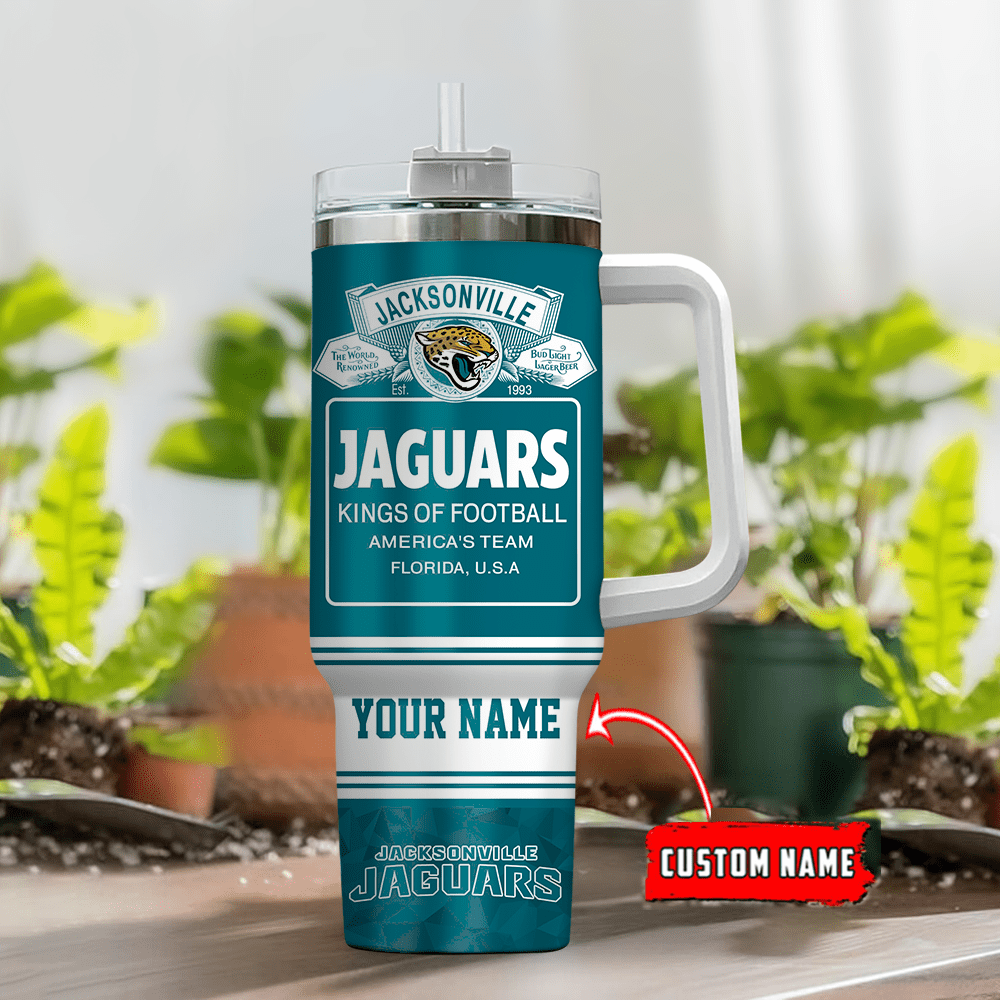 Jacksonville Jaguars Personalized NFL Bud Light 40oz Stanley Tumbler Gift for Fans