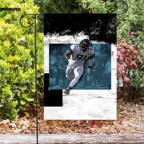 Jacksonville Jaguars Player no91 Double Sided Printing   Garden Flag Home Decor Gifts