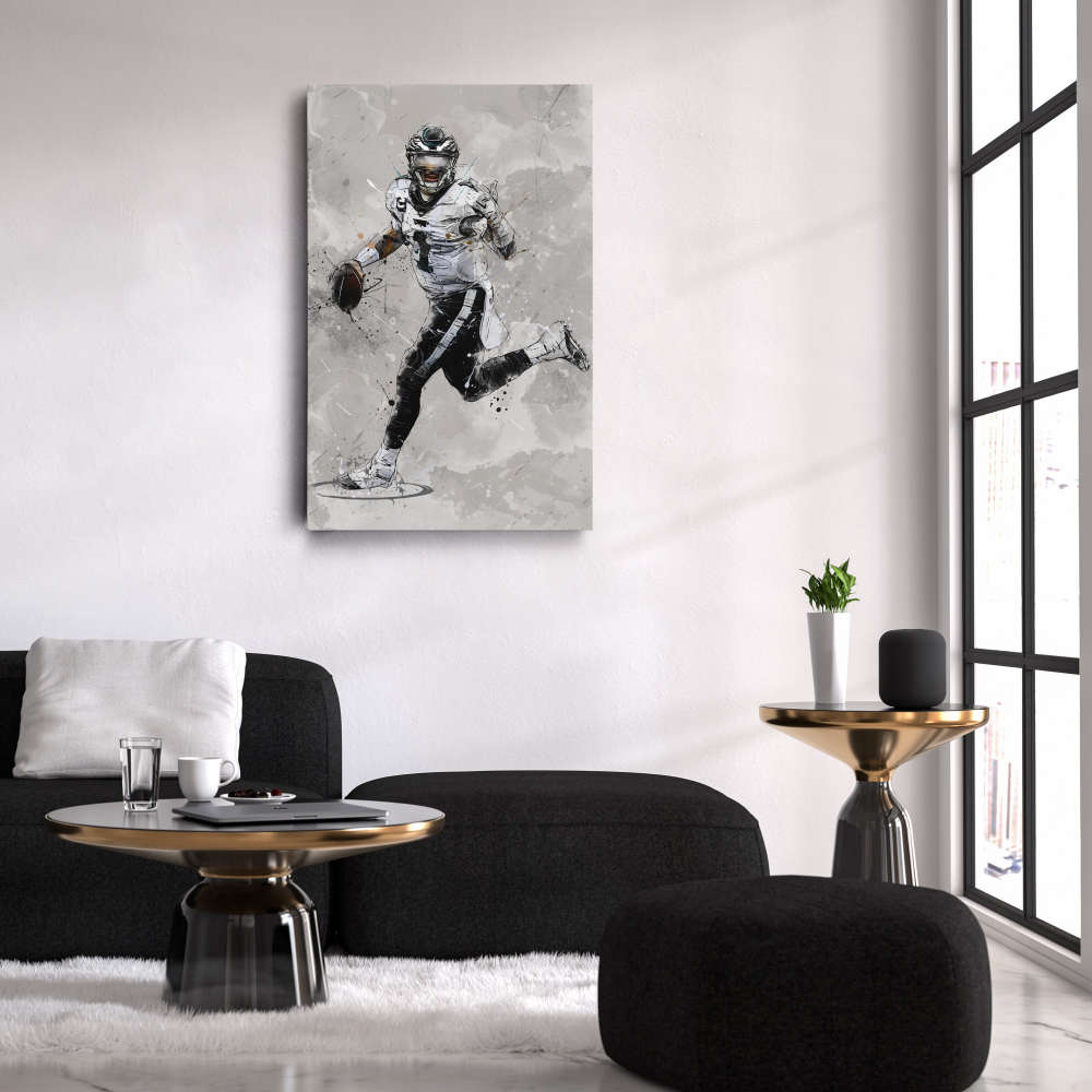 Jalen Hurts Poster Philadelphia Eagles NFL Canvas Wall Art Home Decor Framed Poster Man Cave Gift