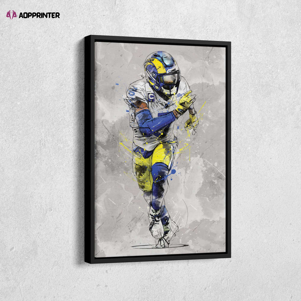 Jalen Ramsey Poster Los Angeles Rams NFL Canvas Wall Art Home Decor Framed Poster Man Cave Gift