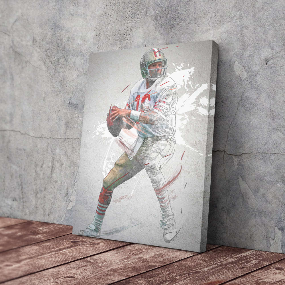 Joe Montana Poster San Francisco 49ers NFL Framed Wall Art Home Decor Canvas Print Artwork