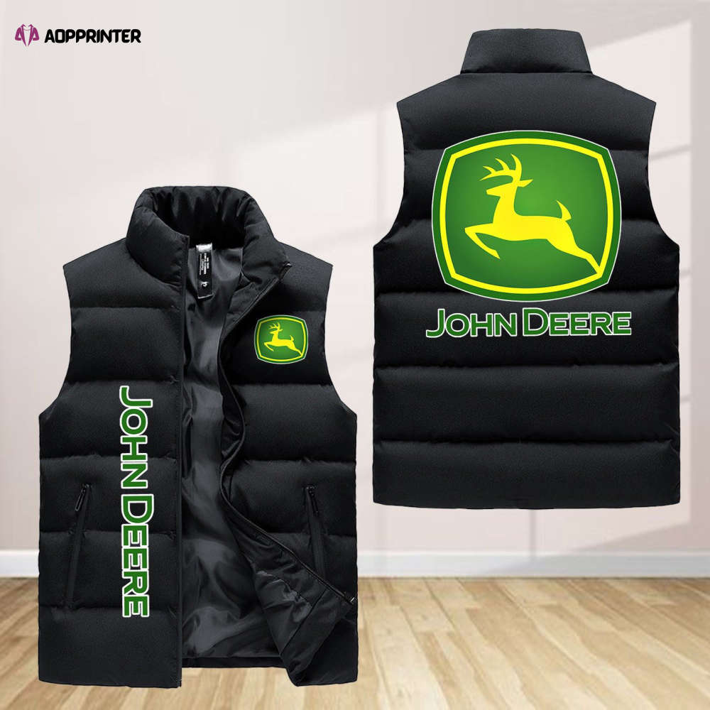 John Deere Sleeveless Puffer Jacket Custom For Fans Gifts