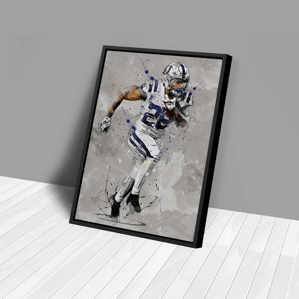 Jonathan Taylor Poster Indianapolis Colts NFL Canvas Wall Art Home Decor Framed Poster Man Cave Gift