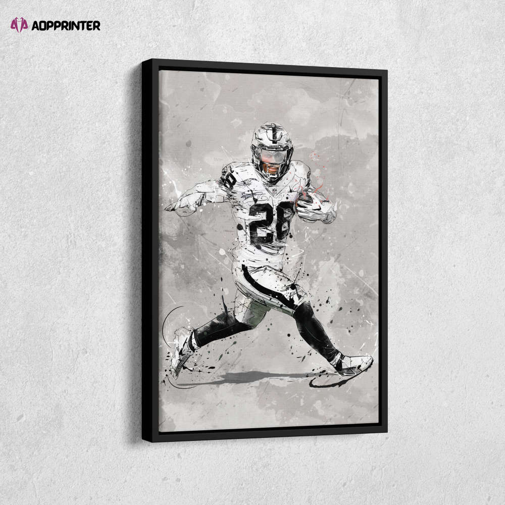 Josh Jacobs Poster Las Vegas Raiders NFL Canvas Wall Art Home Decor Framed Poster Man Cave Gift