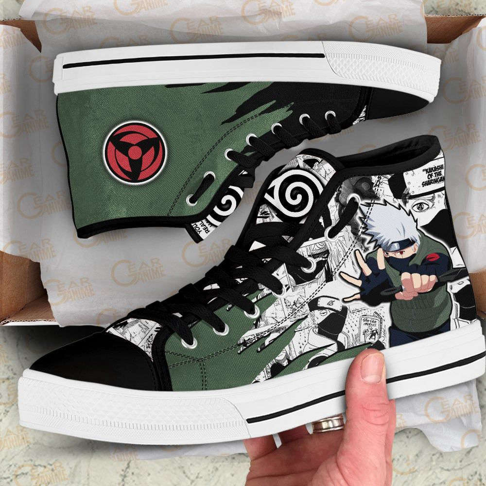 Kakashi Hatake Mix Manga Style High Top Shoes Custom Naruto Anime For Fans