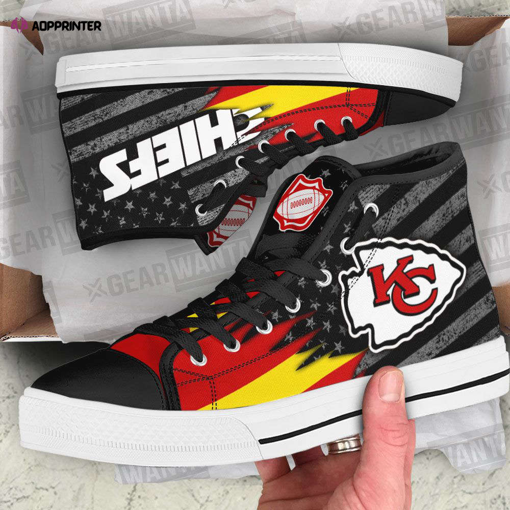 Kansas City Chiefs Canvas High Top Shoes Custom American Flag For Fans