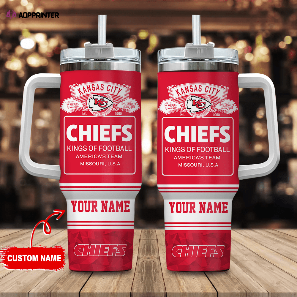 Kansas City Chiefs Personalized NFL Bud Light 40oz Stanley Tumbler Gift for Fans