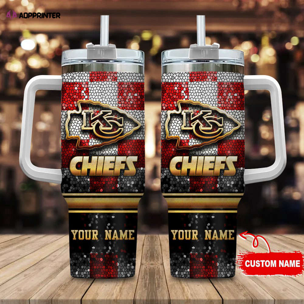 Kansas City Chiefs Personalized NFL Glitter 40oz Stanley Tumbler Gift for Fans