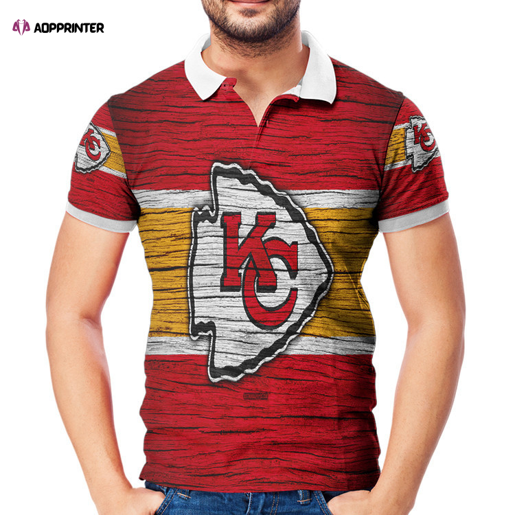 Kansas City Chiefs Wooden v2 Texture 3D Gift for Fans Polo Shirt