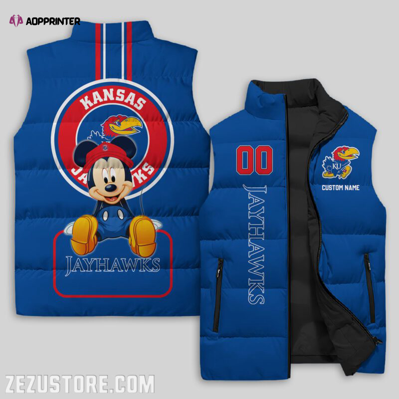 Kansas Jayhawks NCAA Sleeveless Puffer Jacket Custom For Fans Gifts