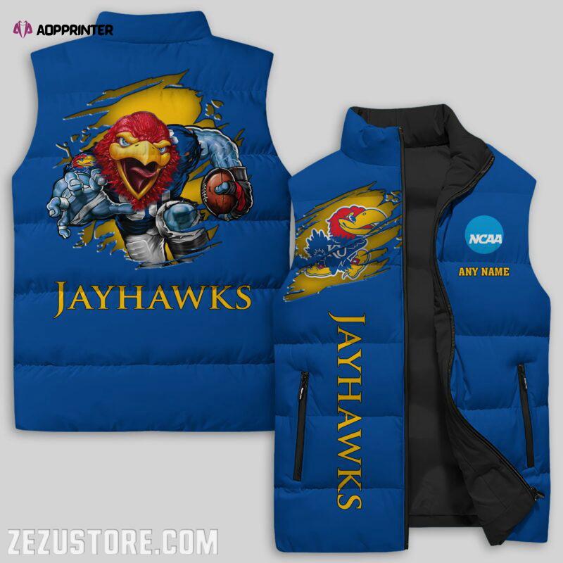 Kansas Jayhawks Sleeveless Puffer Jacket Custom For Fans Gifts