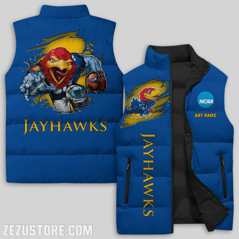 Kansas Jayhawks Sleeveless Puffer Jacket Custom For Fans Gifts