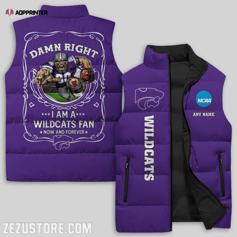 Kansas State Wildcats NCAA Sleeveless Puffer Jacket Custom For Fans Gifts