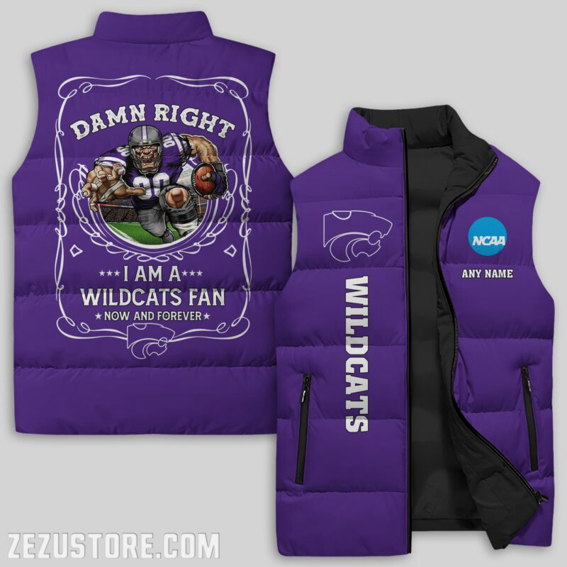 Kansas State Wildcats NCAA Sleeveless Puffer Jacket Custom For Fans Gifts