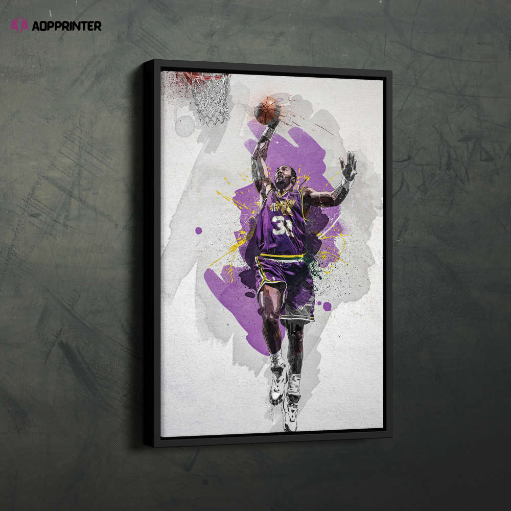 Karl Malone Poster Utah Jazz NBA Framed Wall Art Home Decor Canvas Print Artwork