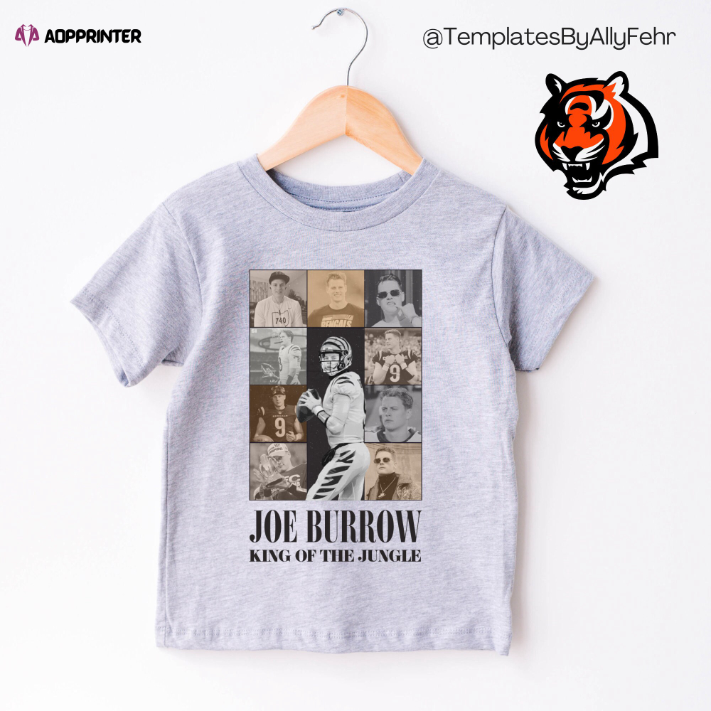 Kids Joe Burrow King of the Jungle Unisex Comfort Colors Shirt Football T-shirt Bengals Football Game Day Shirt Eras Tour