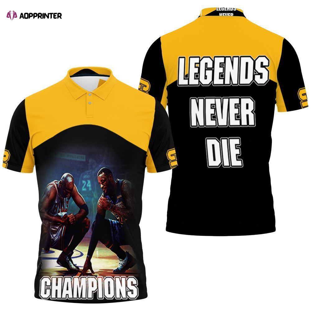 Kobe Bryant Lebron James Legend Never Dies Los Angles Lakers Printed Polo Shirt Jersey Gift for Fans Shirt 3d T-shirt