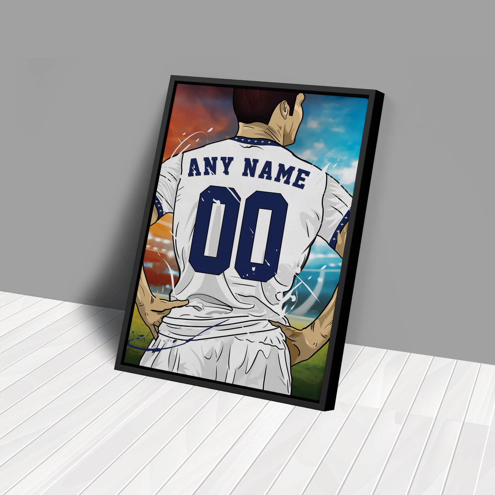 LA Galaxy Jersey Soccer Personalized Jersey Custom Name and Number Canvas Wall Art Home Decor Framed Poster Man Cave Gift