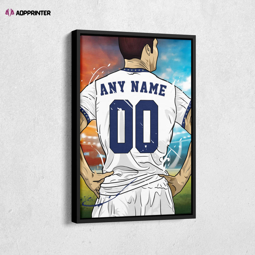 LA Galaxy Jersey Soccer Personalized Jersey Custom Name and Number Canvas Wall Art Home Decor Framed Poster Man Cave Gift