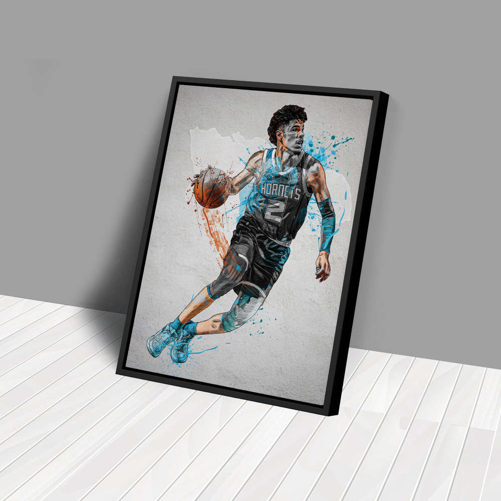 LaMelo Ball Poster Charlotte Hornets NBA Framed Wall Art Home Decor Canvas Print Artwork