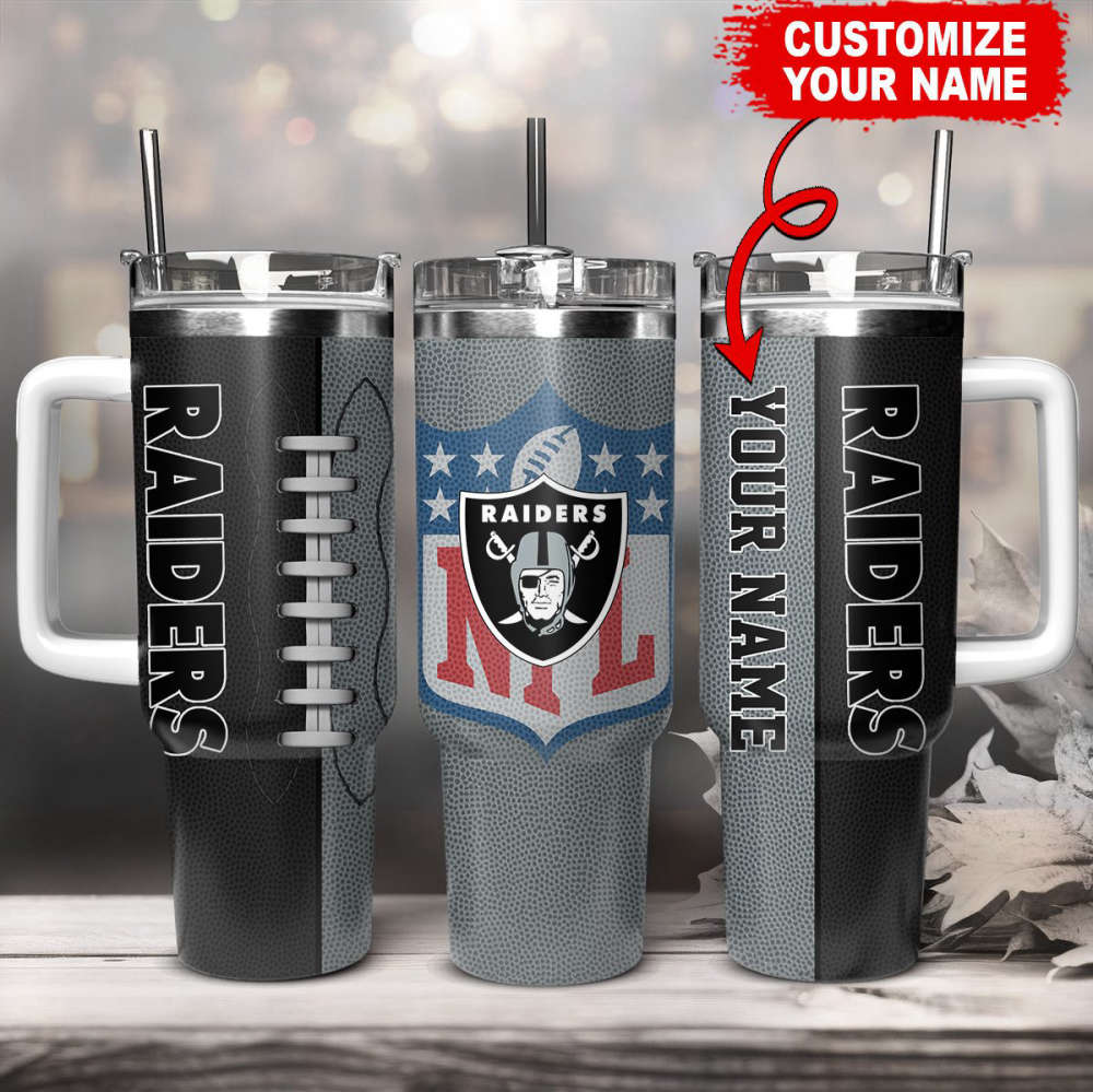 Las Vegas Raiders NFL Football Custom Name 40oz Stanley Tumbler Gift for Fans