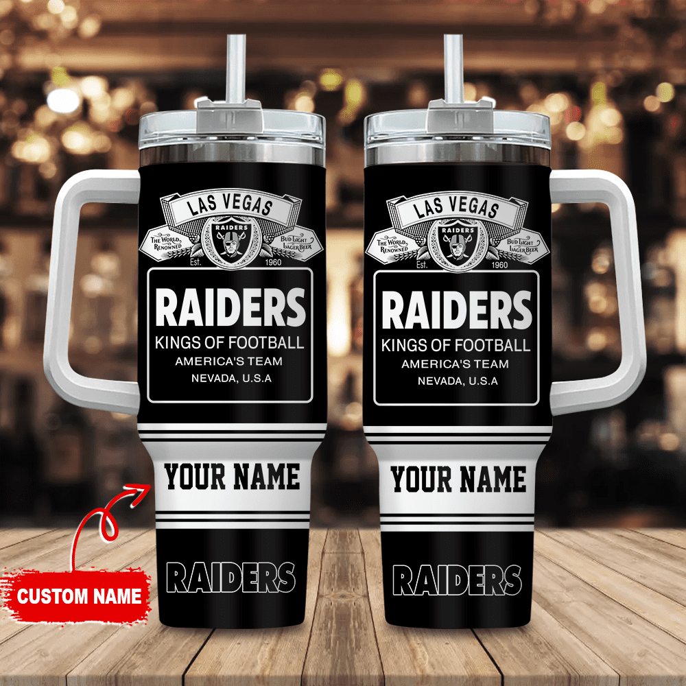 Las Vegas Raiders Personalized NFL Bud Light 40oz Stanley Tumbler Gift for Fans