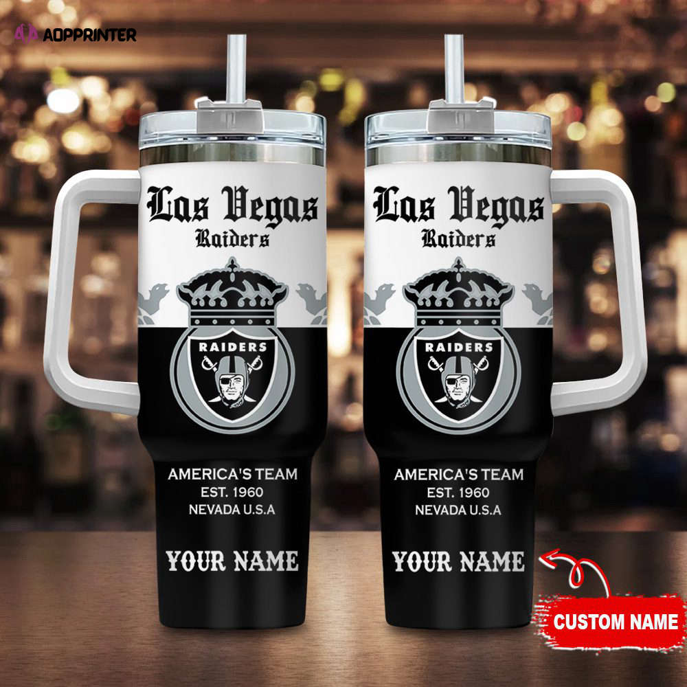 Las Vegas Raiders Personalized NFL Corona Extra 40oz Stanley Tumbler Gift for Fans
