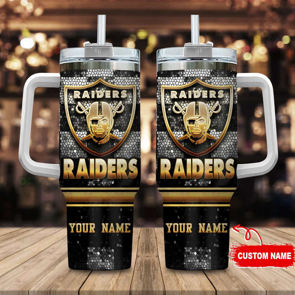Las Vegas Raiders Personalized NFL Glitter 40oz Stanley Tumbler Gift for Fans